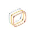 Elli - Tri-Color Statement Vierecks-Ringset 925er Silber Ringe Damen