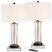 Nathan Gold Cage USB Table Lamps With 8" Square Risers