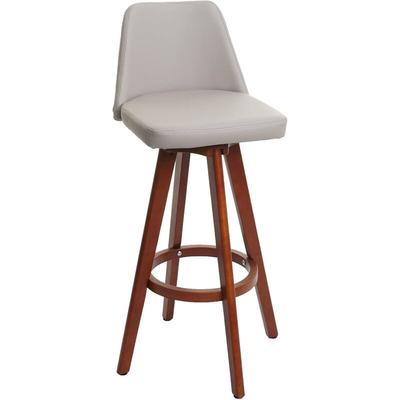 HHG - Barhocker 569, Barstuhl Tresenhocker, Holz Kunstleder drehbar taupe Image