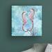 Highland Dunes Marine Love Seahorses by Cora Niele - Wrapped Canvas Painting Canvas in Blue/Gray/White | 24 H x 24 W x 2 D in | Wayfair