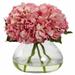 House of Hampton® Blooming Hydrangea Floral Arrangement in Vase Polyester/Faux Silk/Plastic/Fabric in Red/Pink/Green | 8.5 H x 10 W x 9 D in | Wayfair