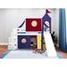 Zoomie Kids Johannes Solid Wood Twin Low Loft Bed w/ 3 Drawer Stairway Slide Tent & Tower in Red/White/Blue | 87.5 H x 84.75 W x 98 D in | Wayfair