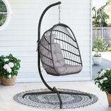 Dakota Fields Chingford Outdoor/Indoor Porch Swing Egg Chair w/ Stand in Gray | 78 H x 38 W x 38 D in | Wayfair 20E2DB888BE142C49EB83DDFCEF653F2