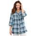 Plus Size Women's Effortless Pintuck Plaid Tunic by Catherines in Navy (Size 5X)