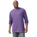 Men's Big & Tall Waffle-knit thermal crewneck tee by KingSize in Heather Dark Purple (Size 2XL) Long Underwear Top