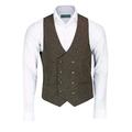 Jax Mens Herringbone Waistcoat Double Breasted Smart Retro Tailored Fit Waistcoat 1920s Vest [WDB-JAX-BROWN-42]