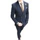 Men's Navy Blue 2 Pieces Fashion Stripe Mens Suit Slim Fit Double Breasted Tuxedos for Wedding Groomsmen 38/32