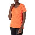 Under Armour Women's Tech V-Neck Twist Short-Sleeve T-Shirt , Blaze Orange (825)/Metallic Silver, Small
