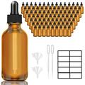 Lotusbtdt 1oz Dropper Bottles for Essential Oils, 100 Pack 30ml Amber Glass Dropper Bottles with Eye Dropper, 10 Funnel and 10 Long Dropper, Empty Tincture Bottles for Travel, Home use