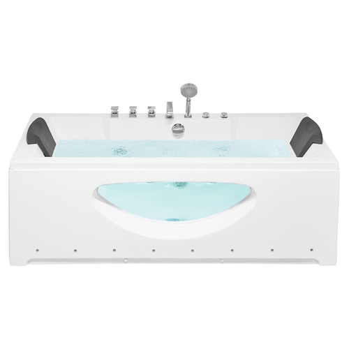 Whirlpool-Badewanne Weiß Acryl 170 cm Rechteckig mit Sichtfenster LED Farblichttheraphie Modern