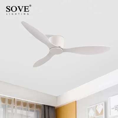 SOVE – ventilateur de plafond moderne noir blanc bas plancher ventilateur de plafond Simple sans