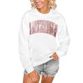 Women's Gameday Couture White Arizona Wildcats Distressed Snap Perfect Oversized Pullover Sweatshirt