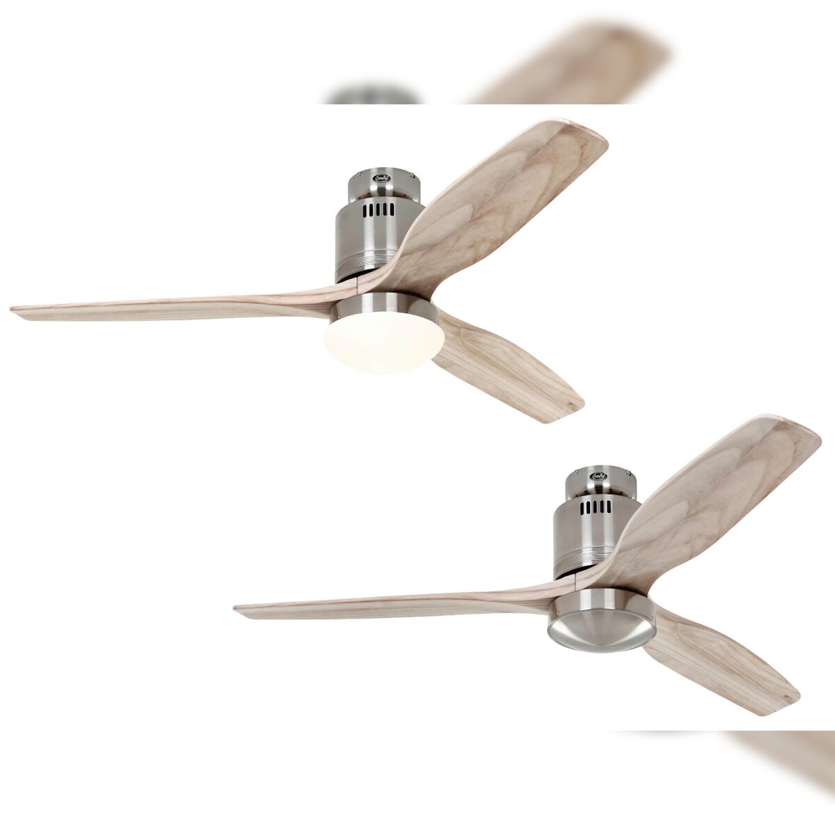 AERODYNAMIX ECO 132, Ventilator mit Licht Nickel und helles Holz, CasaFan Image