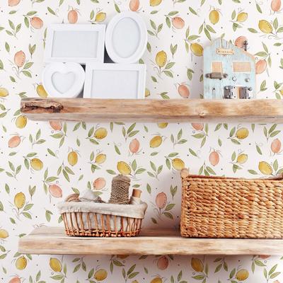 Pink and Yellow LemonThemed Peel and Stick Removable Wallpaper 3574