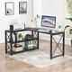 Inbox Zero L-Shaped Desk Wood/Metal in Black | 29.52 H x 52.75 W x 43.3 D in | Wayfair 679C5C6C19114A4BA06DBCD92287B26D