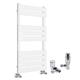 Warmehaus Minimalist Bathroom Flat Panel Heated Towel Rail Radiator Rad White 950 x 500mm - Modern Central Heating Space Saving Radiators - with Angled Thermostatic Radiator Valve Pack