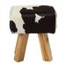 Millwood Pines Nayla Solid Wood Wood/Upholstered/Leather/Genuine Leather in Black/Brown/White | 18.5 H x 16 W x 13 D in | Wayfair