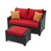 Deco 2 Piece Sunbrella Outdoor Patio Loveseat & Ottoman - Sunset Red