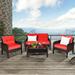 Costway 4PCS Patio Rattan Furniture Set Loveseat Sofa Coffee Table