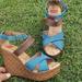 Levi's Shoes | Levi's Platform Wedge Sandals Sz 8 | Color: Blue/Brown | Size: 8