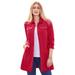 Plus Size Women's Long Denim Jacket by Jessica London in Classic Red (Size 36 W) Tunic Length Jean Jacket
