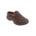 Extra Wide Width Women's The Leather Traveltime Slip On Mule by Easy Spirit in Dark Brown (Size 10 WW)