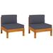 Millwood Pines Middle Sofas w/ Cushions Solid Acacia Wood in Brown/White | 23.62 H x 24.02 W x 24.8 D in | Outdoor Furniture | Wayfair
