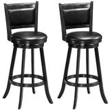 Costway Set of 2 29 Inch Swivel Bar Height Stool Wood Dining Chair Barstool-Black
