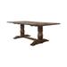 Wooden Rectangular Dining Table With Double Pedestal And Trestle Base, Weathered Oak
