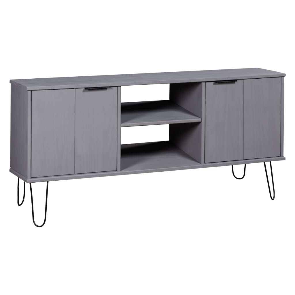 vidaXL TV-Schrank York Range Grau Massivholz Kiefer Image