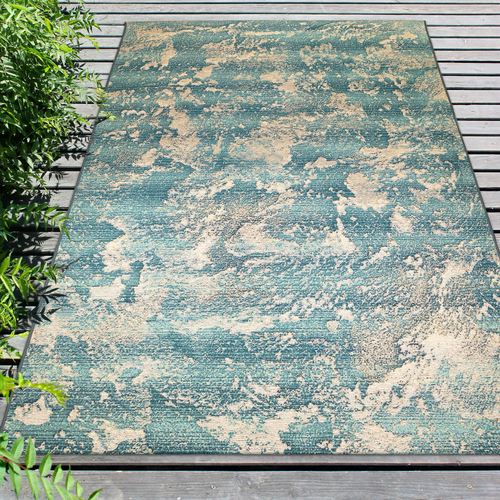 Stormy Sea Rectangle Rug Teal, 7'10"" x 9'10"", Teal