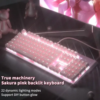 Girly – clavier filaire de Gaming mécanique, 2021 touches, rétroéclairage blanc, rose, convient aux