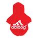 Red Adidog Logo Fleece Dog Hoodie, Small