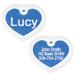 Personalized Blue Heart Pet ID Tag Includes Glow in The Dark Silencer to Protect Tag and Engraving, Regular