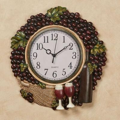 Wine Picnic Grapes Wall Clock Multi Earth , Multi Earth