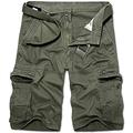 AKARMY Men's Lightweight Casual Cargo Shorts with Multiple Pockets, Outdoor Twill Cotton Camouflage Shorts with Zip Pockets, Army Green, XS