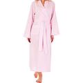 Slenderella Ladies 50"/127cm Luxury Lightweight Light Pale Pink with White Spots 100% Cotton Shawl Collared Belt Up House Coat Dressing Gown with Lace Trim Size XXL 24/26
