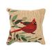 "Liora Manne Frontporch Cardinal With Berries Indoor/Outdoor Pillow Natural 18"" Square - Trans Ocean Import Co 7FP8S450012"