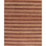 Brown/Red 96 x 0.25 in Area Rug - Samad Rugs Textures Striped Hand Knotted Wool Saffron/Multi Area Rug Wool | 96 W x 0.25 D in | Wayfair