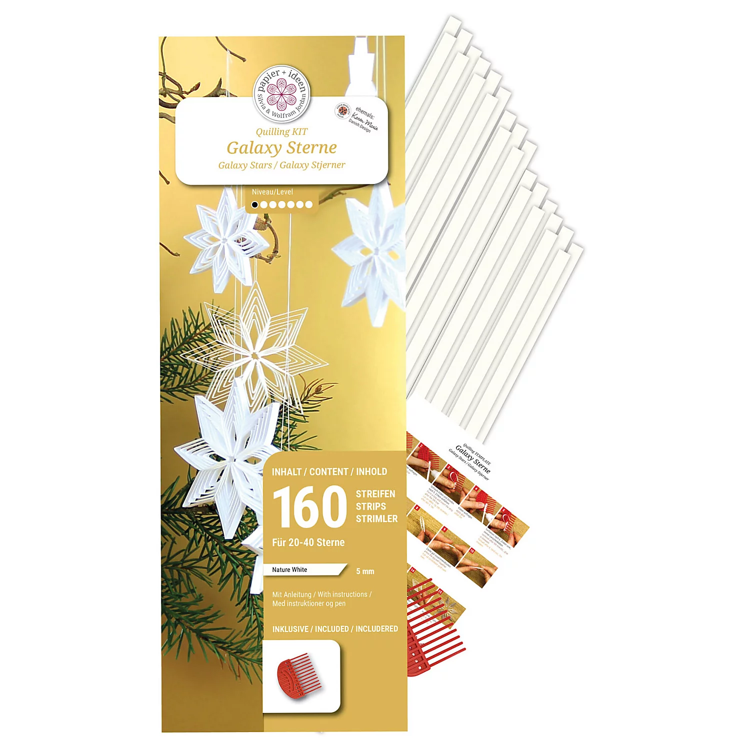 Quilling-Set Galaxy Stars, weiß, für 20–40 Sterne