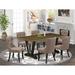 Red Barrel Studio® 6 - Person Acacia Solid Wood Dining Set Wood/Upholstered in Brown | 30" H x 72" L x 40" W | Wayfair