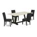 Red Barrel Studio® 4 - Person Acacia Solid Wood Dining Set Wood/Upholstered in White | 30" H x 72" L x 40" W | Wayfair