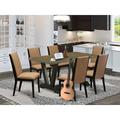 Red Barrel Studio® 6 - Person Acacia Solid Wood Dining Set Wood/Upholstered in Brown | 30" H x 60" L x 36" W | Wayfair