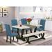 Red Barrel Studio® 6 - Person Acacia Solid Wood Dining Set Wood/Upholstered in White | 30" H x 60" L x 36" W | Wayfair