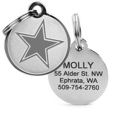 GoTags Personalized Star Pet ID Tag for Dogs and Cats with Custom Engraving, Regular, Silver