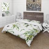 Designart 'Green & Black Olives With Olive Branches & Leaves' Lake House Duvet Cover Set