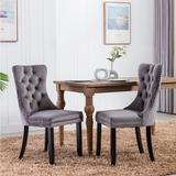 Tufted Contemporary Velvet Upholstered 2-Piece Dining Chair Set