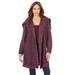 Plus Size Women's Marled Open Cardigan by Roaman's in Dark Berry Berry (Size 3X) Sweater