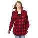 Plus Size Women's Flannel Tunic With Layered Look by Woman Within in Vivid Red Buffalo Plaid (Size 6X)