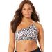 Plus Size Women's Virtuoso One Shoulder Bikini Top by Swimsuits For All in Snow Leopard (Size 16)
